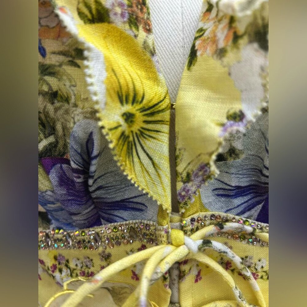 CAMILLA Appliquéd embellished floral-print linen-voile mini dress - Picture 10 of 17